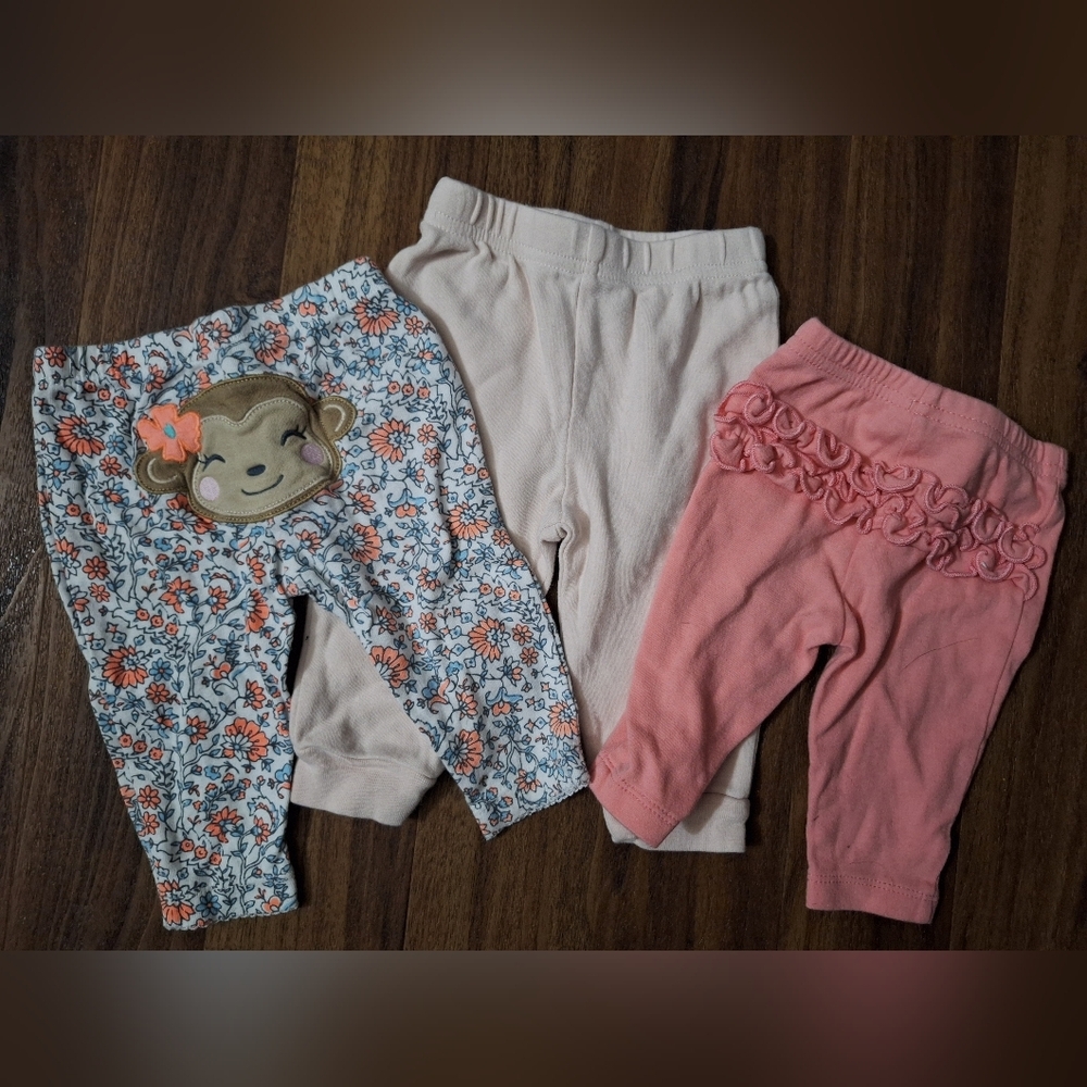 💥Buy2Get1Free💥Floral and Pink Baby Leggings Set